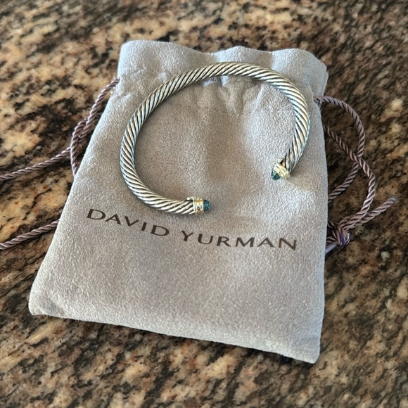 David Yurman Silver Bracelet with Blue and Gold Details - Picture 1 of 7